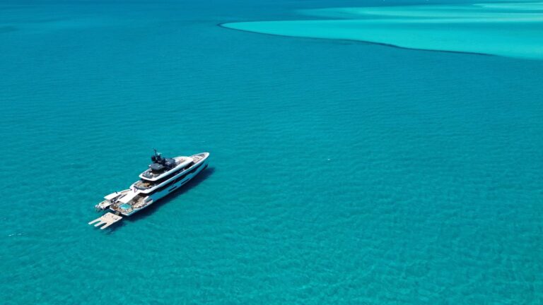 Yacht at anchor in the Bahamas